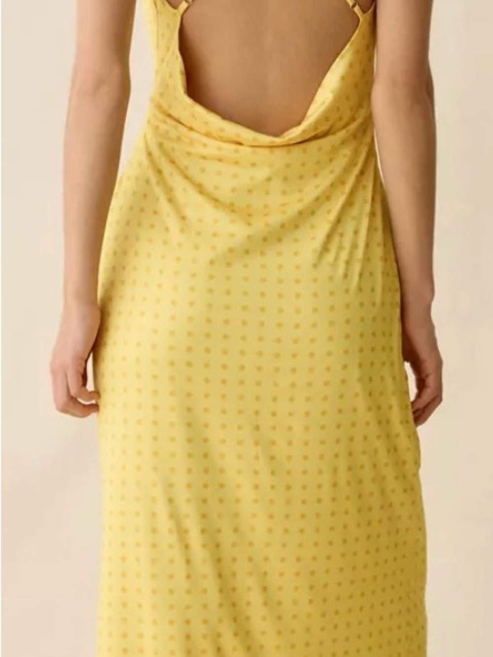 Urban Outfitters Yellow Polka-Dot Open-Back Slip Dress